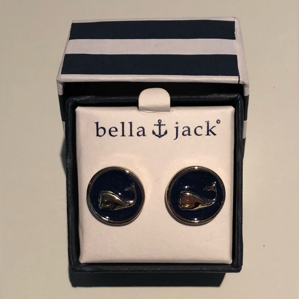Whale Earring Gold/Navy Blue NWT